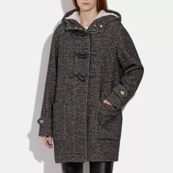 COACH Duffle Wool Coat Women's Hooded Style No. CF483 Size XL - Picture 1 of 11